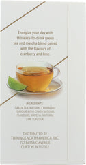 TWINING TEA: Energize Cranberry & Lime Green Tea with Matcha, 18 bg