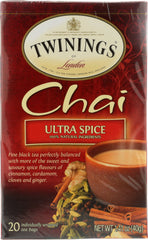 TWININGS OF LONDON: Tea Tea Chai Ultra Spice, 20 Tea Bags, 1.41 oz