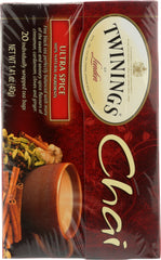 TWININGS OF LONDON: Tea Tea Chai Ultra Spice, 20 Tea Bags, 1.41 oz