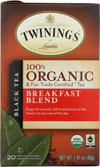 TWINING TEA: Breakfast Blend Organic Tea, 20 bg