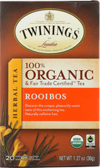 TWINING TEA: Rooibos Organic Tea, 20 bg