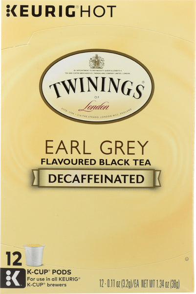 TWINING TEA: Decaffeinated Earl Grey Black Tea Kcup, 12 pc