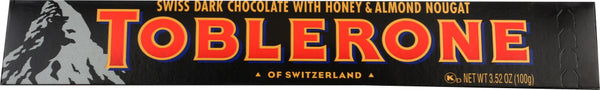 TOBLERONE: Swiss Dark Chocolate with Honey and Almond Nougat, 3.52 oz