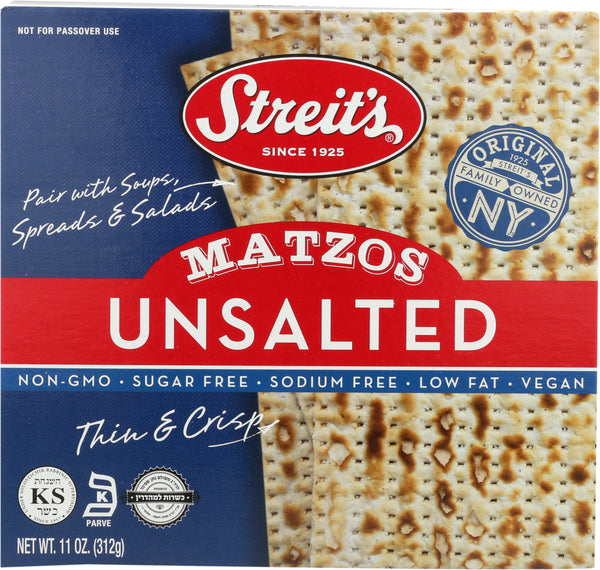 STREITS: Unsalted Matzo, 11 oz