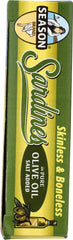 SEASON BRAND: Skinless and Boneless Imported Sardines in Pure Olive Oil, 3.75 Oz