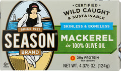 SEASONS: Mackerel Fillets in Olive Oil, 4.375 oz