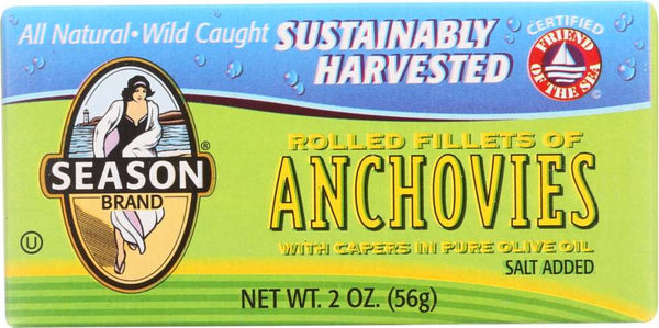 SEASONS: Rolled Fillets of Anchovies in Olive Oil, 2 oz