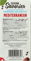 SEASONS: Sardines Salad Kit Mediterranean, 2.75 oz