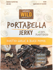 SAVORY WILD: Roasted Garlic & Black Pepper Portabella Jerky, 2 oz