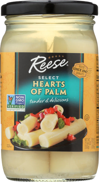 REESE: Whole Hearts Of Palm In Glass, 11.6 oz