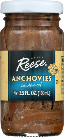 REESE: Flat Anchovies in Glass, 3.5 oz