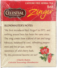 CELESTIAL SEASONINGS: Red Zinger Herbal Tea Caffeine Free, 20 bg