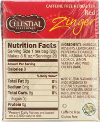 CELESTIAL SEASONINGS: Red Zinger Herbal Tea Caffeine Free, 20 bg