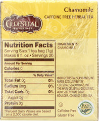 CELESTIAL SEASONINGS: Chamomile Herbal Tea Caffeine Free 20 Tea Bags, 0.9 oz