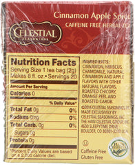 CELESTIAL SEASONINGS: Cinnamon Apple Spice Herbal Tea Caffeine Free 20 Tea Bags, 1.7 oz