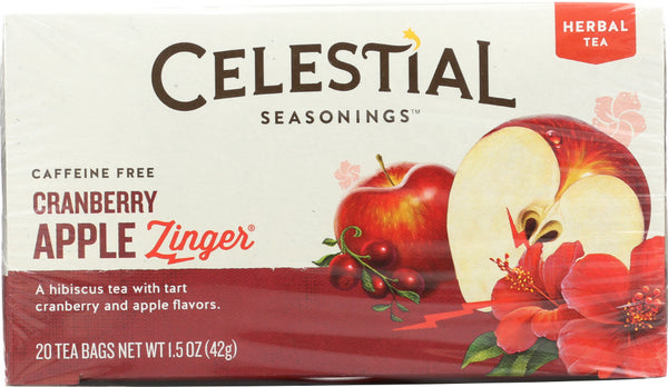 CELESTIAL SEASONINGS: Cranberry Apple Zinger Herbal Tea Caffeine Free, 20 bags