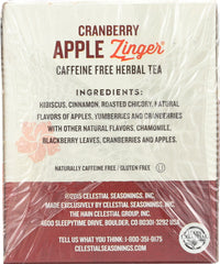 CELESTIAL SEASONINGS: Cranberry Apple Zinger Herbal Tea Caffeine Free, 20 bags