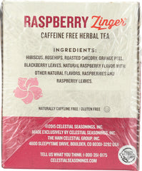 CELESTIAL SEASONINGS: Raspberry Zinger Herbal Tea Caffeine 20 Tea Bags, 1.6 oz