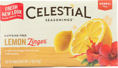 CELESTIAL SEASONINGS: Lemon Zinger Herbal Tea Caffeine Free, 20 bg