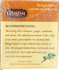 CELESTIAL SEASONINGS: Bengal Spice Caffeine Free Herbal Tea 20 Tea Bags, 1.7 oz