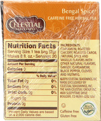 CELESTIAL SEASONINGS: Bengal Spice Caffeine Free Herbal Tea 20 Tea Bags, 1.7 oz