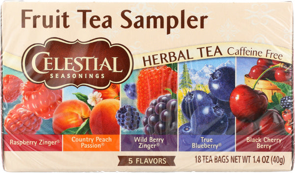 CELESTIAL SEASONINGS: Fruit Tea Sampler Herbal Tea Caffeine Free 18 Tea Bags, 1.4 oz