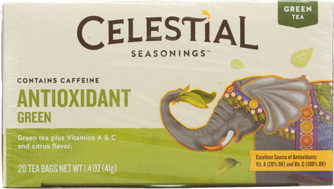 CELESTIAL SEASONINGS: Green Tea With White Tea Antioxidant Supplement 20 Tea Bags, 1.4 oz