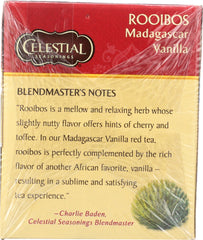 CELESTIAL SEASONINGS: Red Tea African Rooibos Caffeine Free Madagascar Vanilla 20 Tea Bags, 1.5 oz