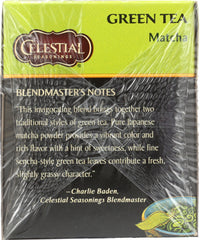 CELESTIAL SEASONINGS: Green Matcha Tea Pack of 20, 1 oz