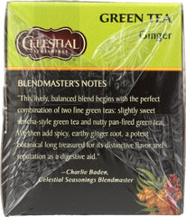 CELESTIAL SEASONINGS: Ginger Green Tea Pack of 20, 1.4 oz