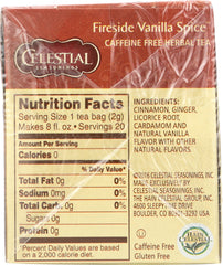 CELESTIAL SEASONINGS: Fireside Vanilla Spice Tea Pack of 20, 1.5 oz