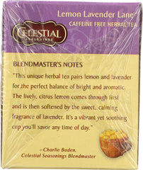 CELESTIAL SEASONINGS: Lemon Lavender Lane Herbal Tea Pack of 20, 1.1 oz