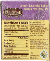 CELESTIAL SEASONINGS: Lemon Lavender Lane Herbal Tea Pack of 20, 1.1 oz