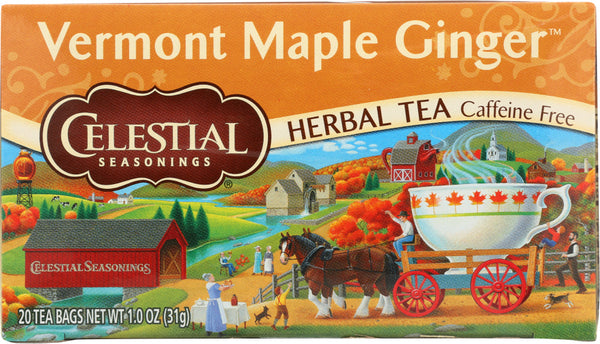 CELESTIAL SEASONINGS: Vermont Maple Ginger Herbal Tea Pack of 20, 1 oz