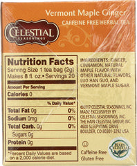 CELESTIAL SEASONINGS: Vermont Maple Ginger Herbal Tea Pack of 20, 1 oz