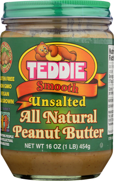 TEDDIE: Peanut Butter Unsalted Smooth, 16 oz