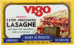 VIGO: Enriched 1 Step Lasagne Pasta Precooked, 8 oz