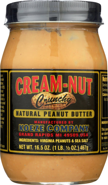 CREAM NUT: Peanut Butter Crunchy Natural, 16.5 oz