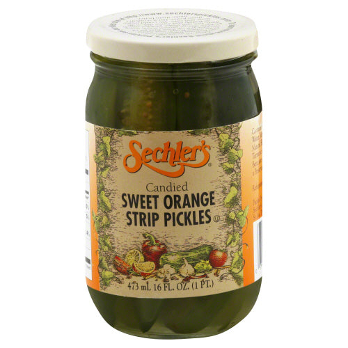 SECHLERS: Pickle Candied Sweet Orange Strip, 16 oz