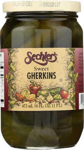 SECHLERS: Pickles Sweet Gherkins , 16 oz