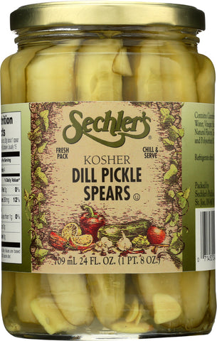 SECHLERS: Dill Pickles Spears Kosher, 24 oz