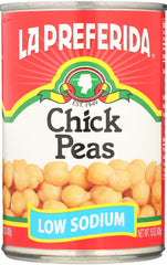 LA PREFERIDA: Low Sodium Chick Peas Beans, 15 oz