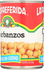 LA PREFERIDA: Low Sodium Chick Peas Beans, 15 oz