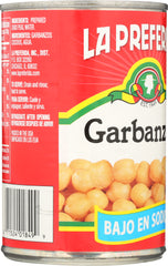 LA PREFERIDA: Low Sodium Chick Peas Beans, 15 oz