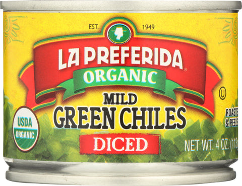 LA PREFERIDA: Organic Mild Diced Green Chiles, 4 oz