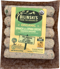 BILINSKIS: Spinach with Spring Greens Chicken Sausage, 12 oz