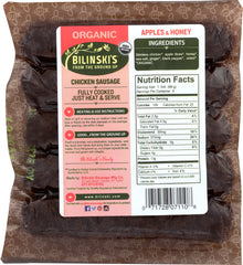 BILINSKIS: Organic Apples and Honey Chicken Sausage, 12 oz