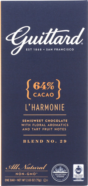 GUITTARD: 64% Cacao L’Harmonie Semi Sweet Chocolate, 2.65 oz