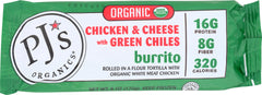 PJS ORGANICS: Chicken and Cheese with Green Chiles Burrito, 6 oz