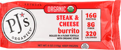 PJ'S ORGANICS: Organic Steak & Cheese Burrito, 6 oz
